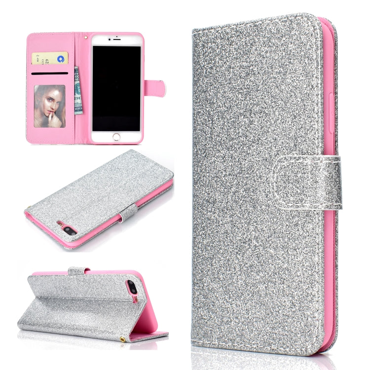 For iPhone 7 Plus Glitter Powder Horizontal Flip Leather Case with Card Slots & Holder & Photo Frame & Wallet