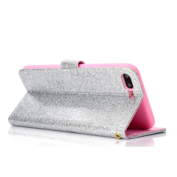 For iPhone 7 Plus Glitter Powder Horizontal Flip Leather Case with Card Slots & Holder & Photo Frame & Wallet