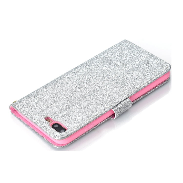 For iPhone 7 Plus Glitter Powder Horizontal Flip Leather Case with Card Slots & Holder & Photo Frame & Wallet