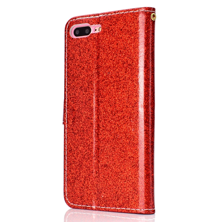 For iPhone 7 Plus Glitter Powder Horizontal Flip Leather Case with Card Slots & Holder & Photo Frame & Wallet