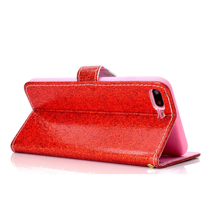 For iPhone 7 Plus Glitter Powder Horizontal Flip Leather Case with Card Slots & Holder & Photo Frame & Wallet