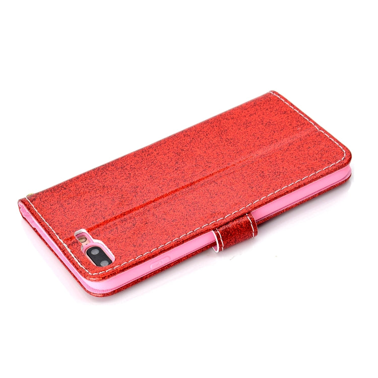 For iPhone 7 Plus Glitter Powder Horizontal Flip Leather Case with Card Slots & Holder & Photo Frame & Wallet