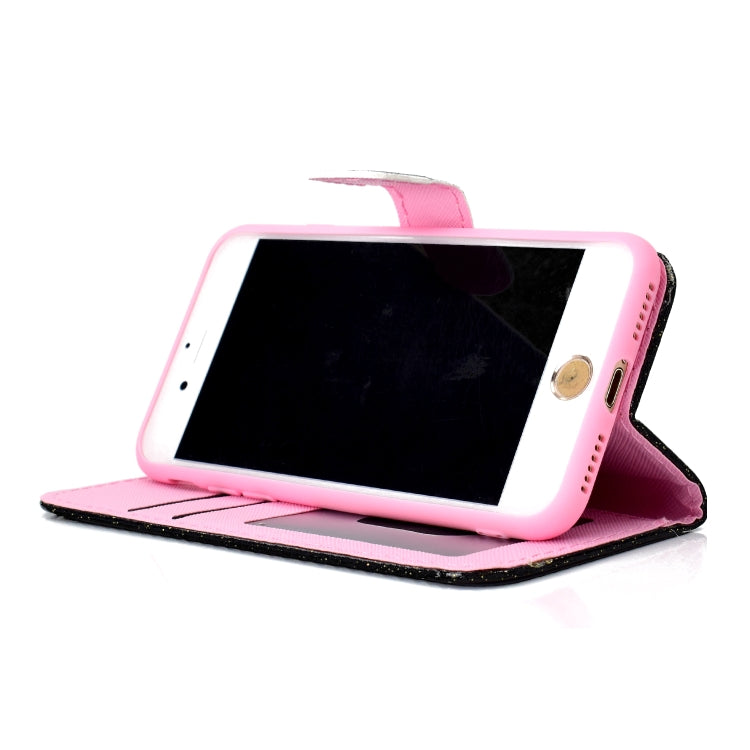 For iPhone 8 Glitter Powder Horizontal Flip Leather Case with Card Slots & Holder & Photo Frame & Wallet