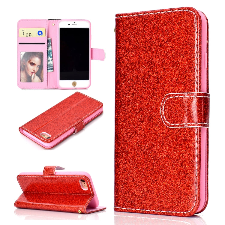 For iPhone 8 Glitter Powder Horizontal Flip Leather Case with Card Slots & Holder & Photo Frame & Wallet