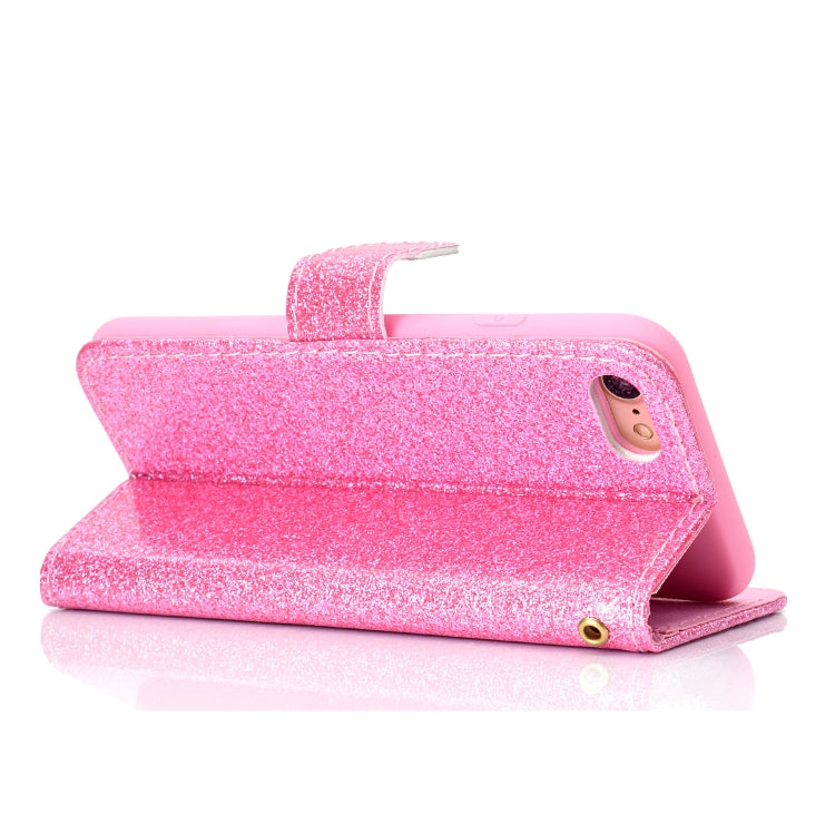 For iPhone 8 Glitter Powder Horizontal Flip Leather Case with Card Slots & Holder & Photo Frame & Wallet
