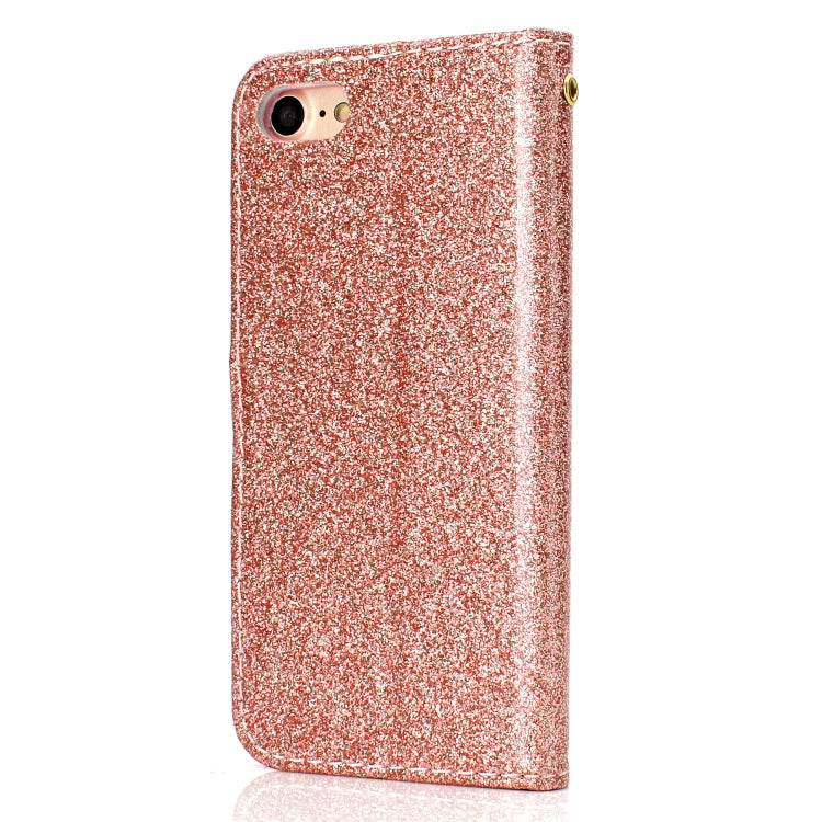 For iPhone 8 Glitter Powder Horizontal Flip Leather Case with Card Slots & Holder & Photo Frame & Wallet