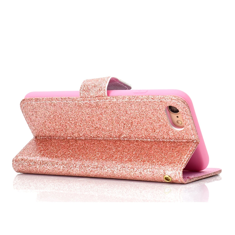 For iPhone 8 Glitter Powder Horizontal Flip Leather Case with Card Slots & Holder & Photo Frame & Wallet