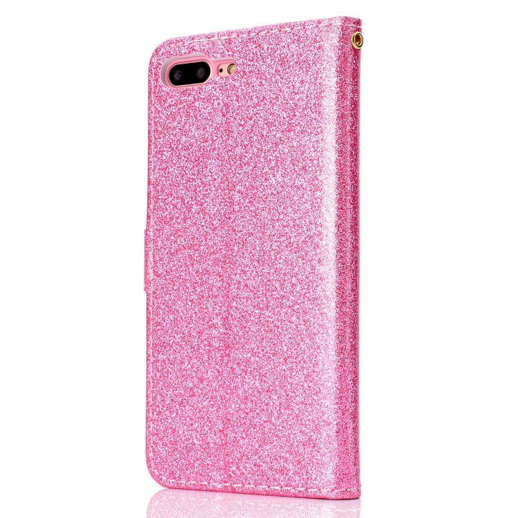 For iPhone 8 Plus Glitter Powder Horizontal Flip Leather Case with Card Slots & Holder & Photo Frame & Wallet