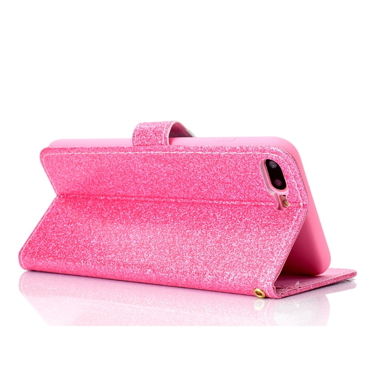 For iPhone 8 Plus Glitter Powder Horizontal Flip Leather Case with Card Slots & Holder & Photo Frame & Wallet