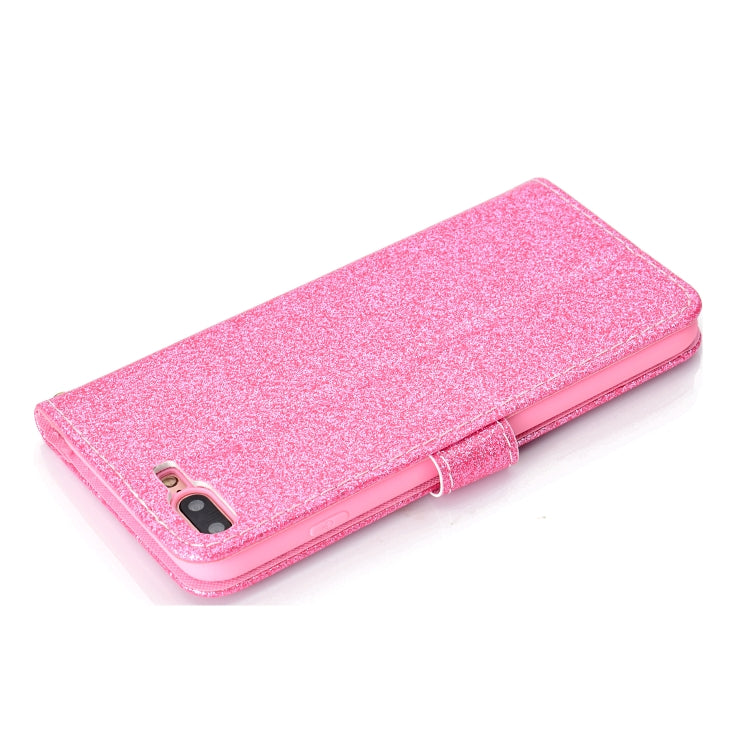 For iPhone 8 Plus Glitter Powder Horizontal Flip Leather Case with Card Slots & Holder & Photo Frame & Wallet