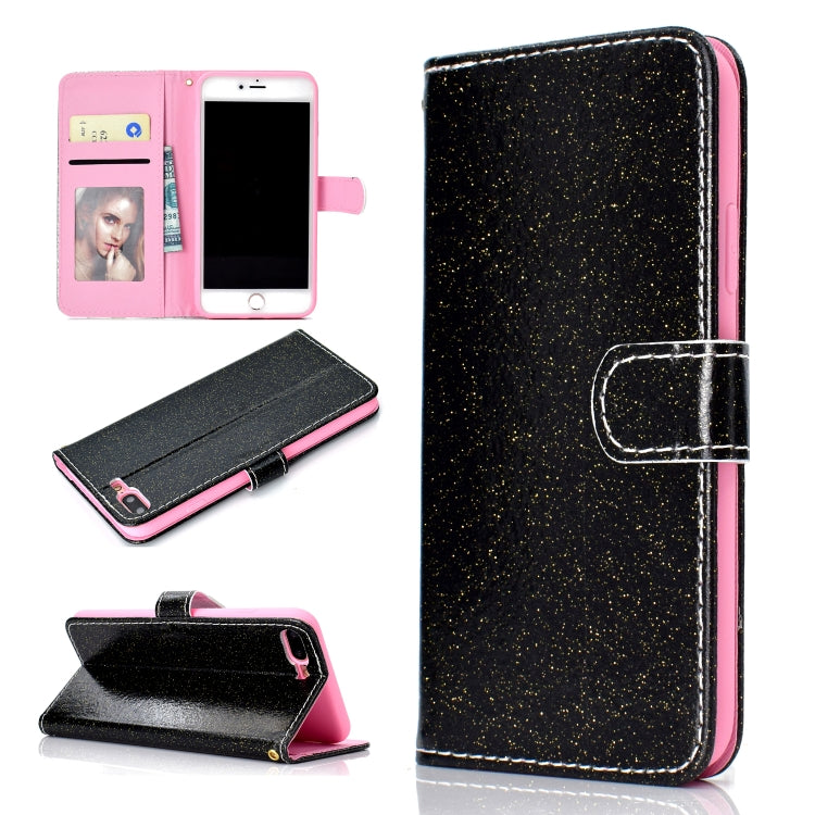 For iPhone 8 Plus Glitter Powder Horizontal Flip Leather Case with Card Slots & Holder & Photo Frame & Wallet