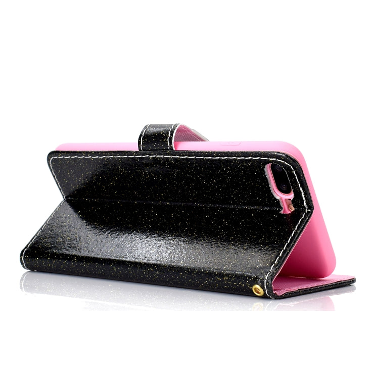 For iPhone 8 Plus Glitter Powder Horizontal Flip Leather Case with Card Slots & Holder & Photo Frame & Wallet