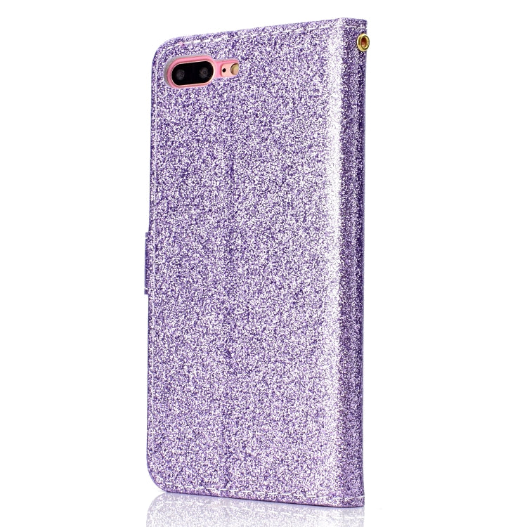 For iPhone 8 Plus Glitter Powder Horizontal Flip Leather Case with Card Slots & Holder & Photo Frame & Wallet