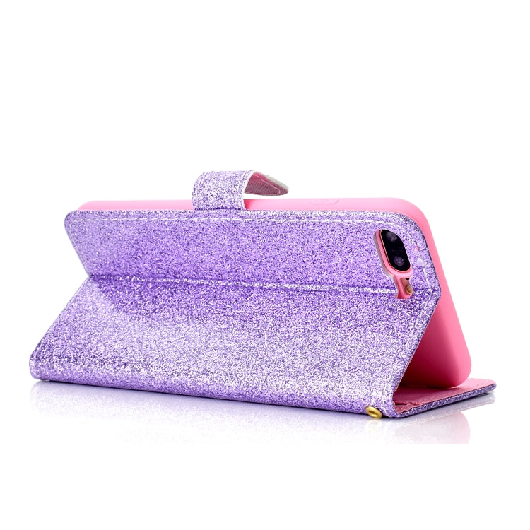For iPhone 8 Plus Glitter Powder Horizontal Flip Leather Case with Card Slots & Holder & Photo Frame & Wallet