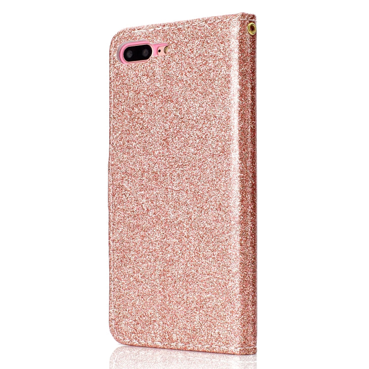 For iPhone 8 Plus Glitter Powder Horizontal Flip Leather Case with Card Slots & Holder & Photo Frame & Wallet