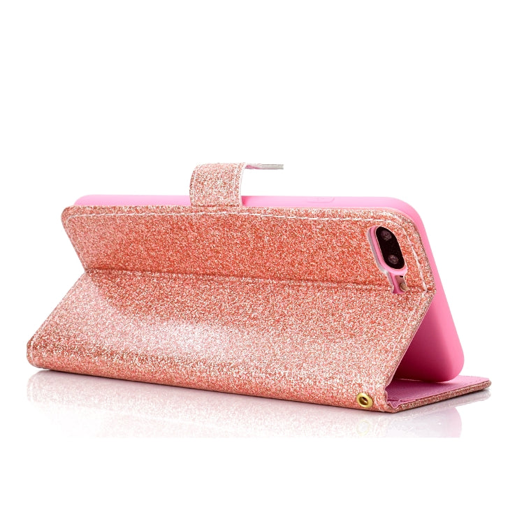 For iPhone 8 Plus Glitter Powder Horizontal Flip Leather Case with Card Slots & Holder & Photo Frame & Wallet