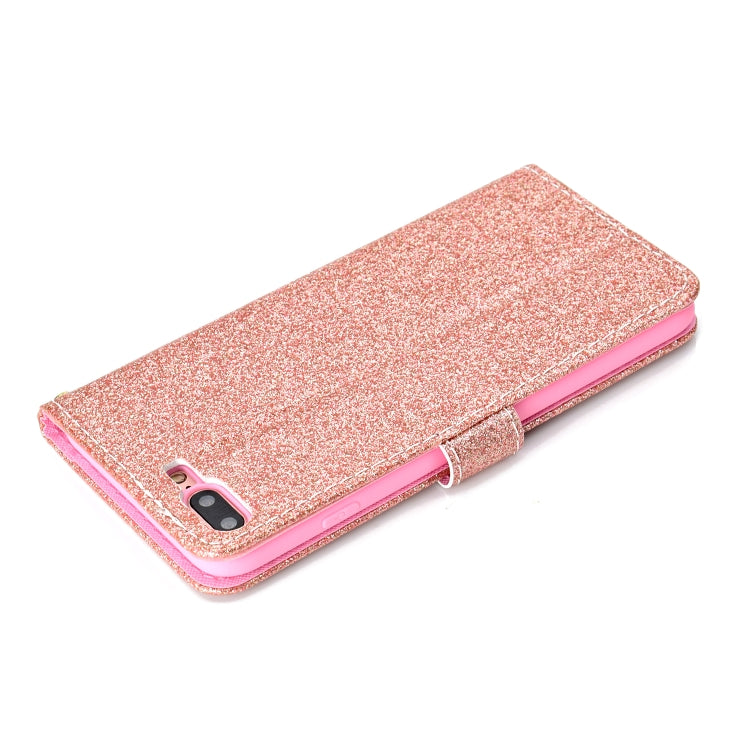 For iPhone 8 Plus Glitter Powder Horizontal Flip Leather Case with Card Slots & Holder & Photo Frame & Wallet