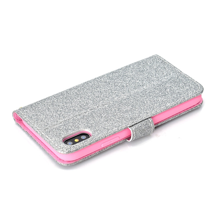 Fro iPhone X Glitter Powder Horizontal Flip Leather Case with Card Slots & Holder & Photo Frame & Wallet