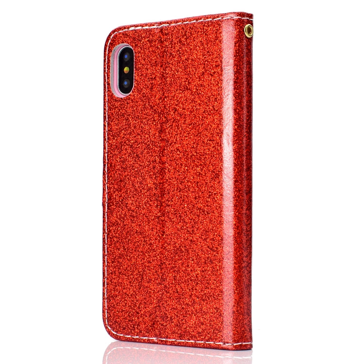 Fro iPhone X Glitter Powder Horizontal Flip Leather Case with Card Slots & Holder & Photo Frame & Wallet