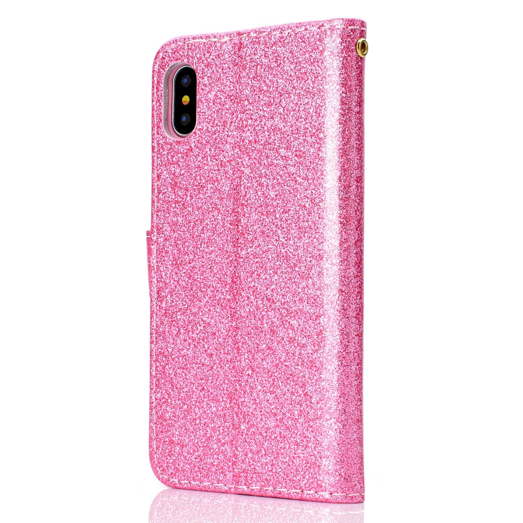 Fro iPhone X Glitter Powder Horizontal Flip Leather Case with Card Slots & Holder & Photo Frame & Wallet