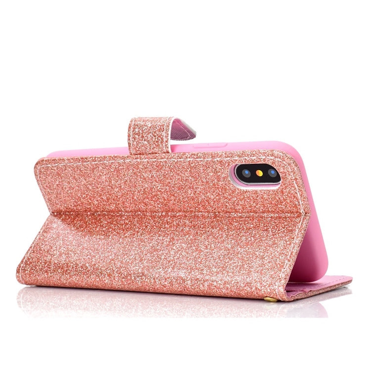 Fro iPhone X Glitter Powder Horizontal Flip Leather Case with Card Slots & Holder & Photo Frame & Wallet