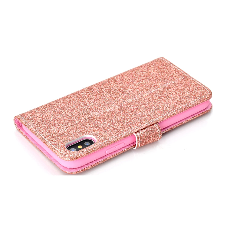 Fro iPhone X Glitter Powder Horizontal Flip Leather Case with Card Slots & Holder & Photo Frame & Wallet