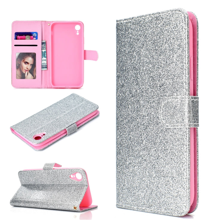 For iPhone XR Glitter Powder Horizontal Flip Leather Case with Card Slots & Holder & Photo Frame & Wallet