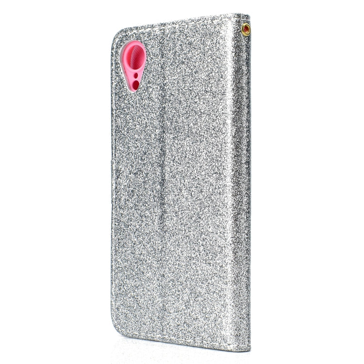 For iPhone XR Glitter Powder Horizontal Flip Leather Case with Card Slots & Holder & Photo Frame & Wallet