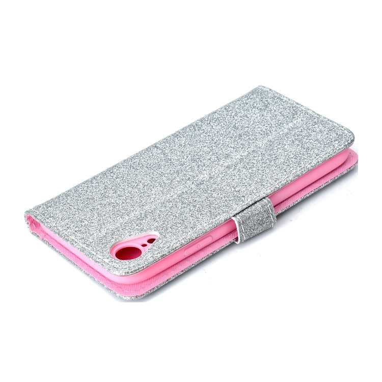 For iPhone XR Glitter Powder Horizontal Flip Leather Case with Card Slots & Holder & Photo Frame & Wallet