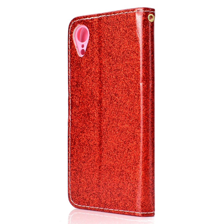 For iPhone XR Glitter Powder Horizontal Flip Leather Case with Card Slots & Holder & Photo Frame & Wallet