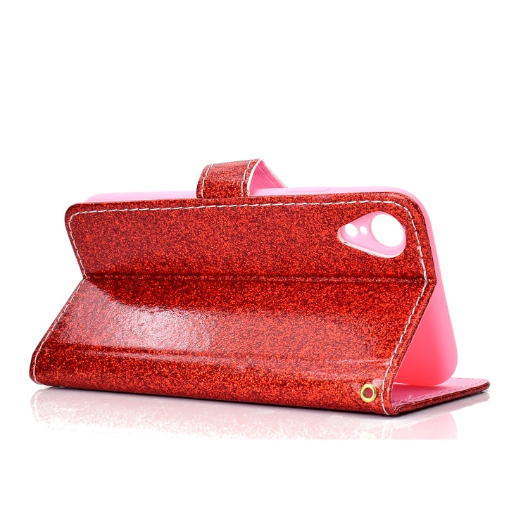 For iPhone XR Glitter Powder Horizontal Flip Leather Case with Card Slots & Holder & Photo Frame & Wallet