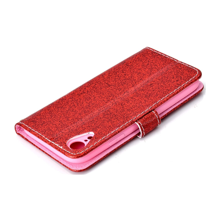 For iPhone XR Glitter Powder Horizontal Flip Leather Case with Card Slots & Holder & Photo Frame & Wallet