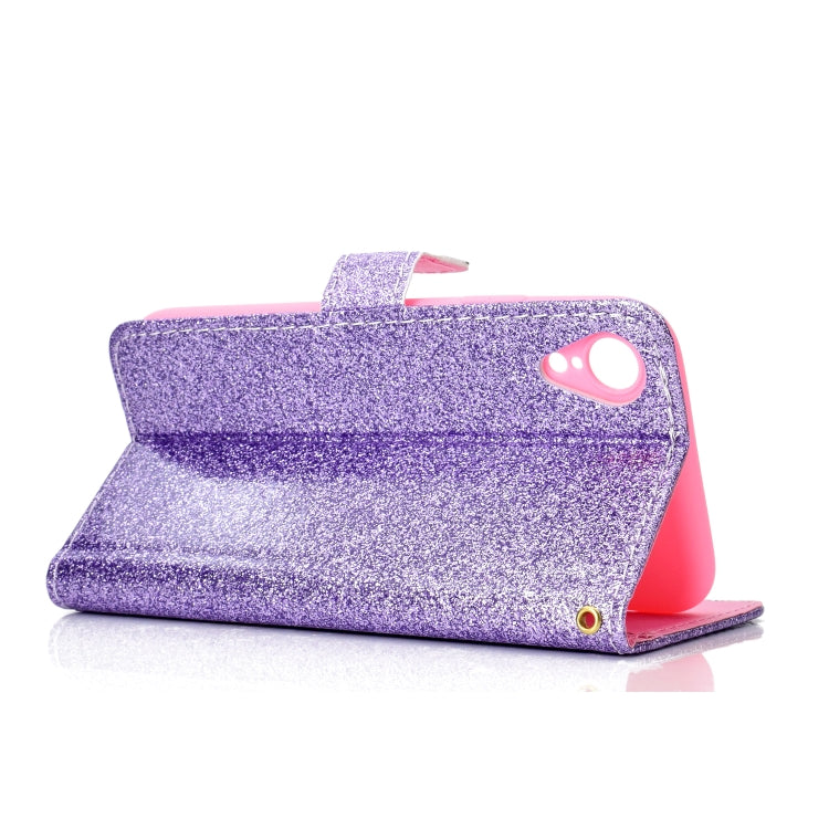 For iPhone XR Glitter Powder Horizontal Flip Leather Case with Card Slots & Holder & Photo Frame & Wallet