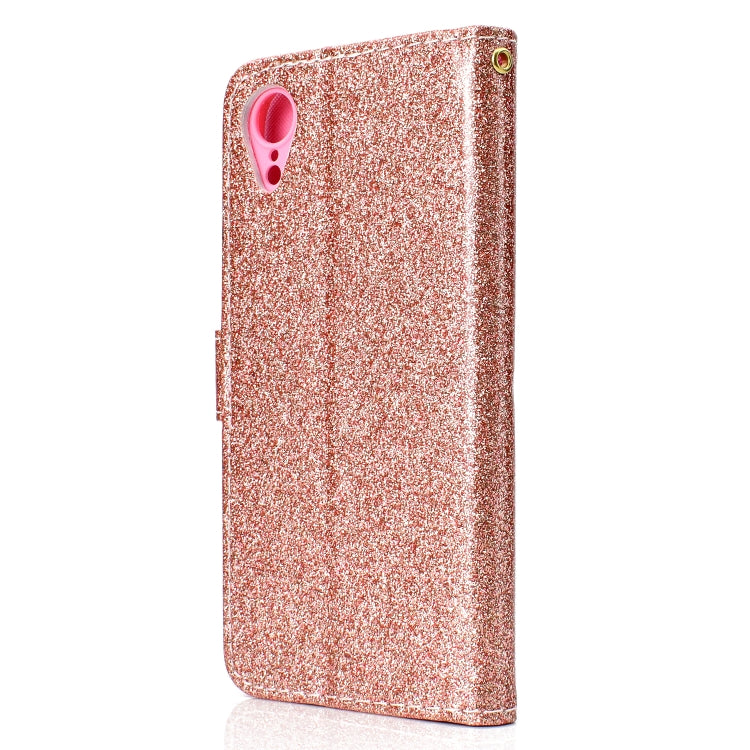 For iPhone XR Glitter Powder Horizontal Flip Leather Case with Card Slots & Holder & Photo Frame & Wallet