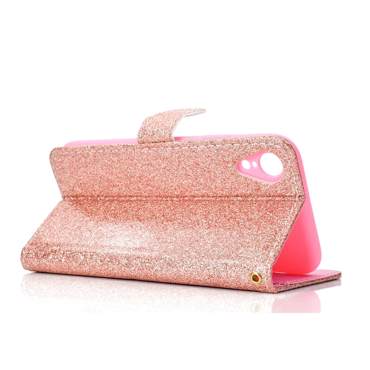For iPhone XR Glitter Powder Horizontal Flip Leather Case with Card Slots & Holder & Photo Frame & Wallet