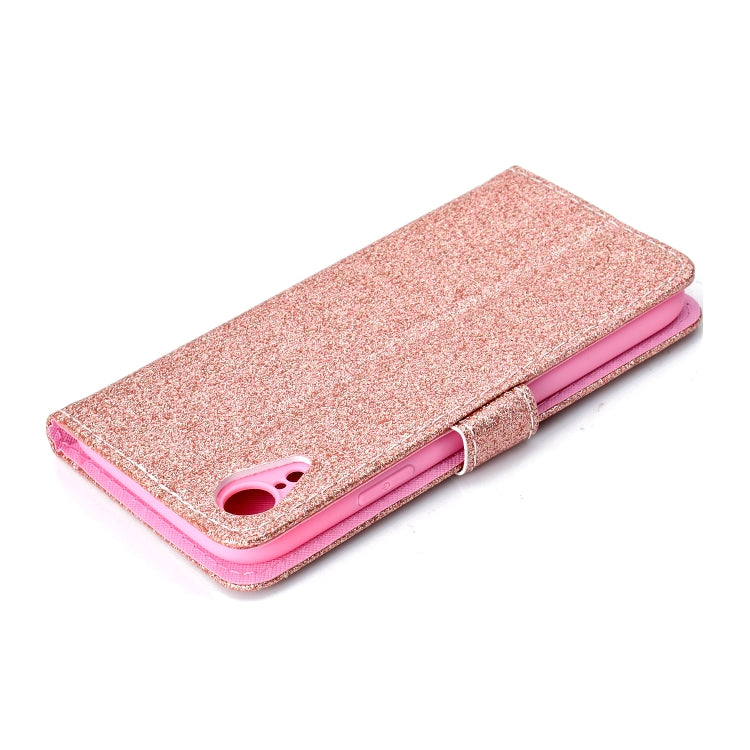 For iPhone XR Glitter Powder Horizontal Flip Leather Case with Card Slots & Holder & Photo Frame & Wallet