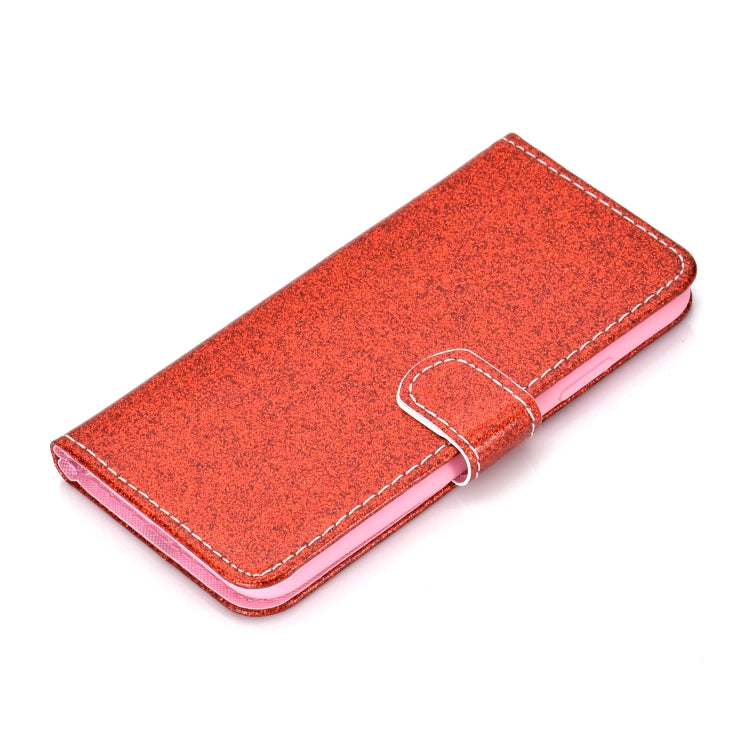 For iPhone XS Glitter Powder Horizontal Flip Leather Case with Card Slots & Holder & Photo Frame & Wallet
