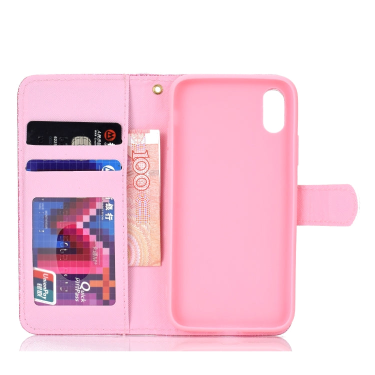 For iPhone XS Glitter Powder Horizontal Flip Leather Case with Card Slots & Holder & Photo Frame & Wallet