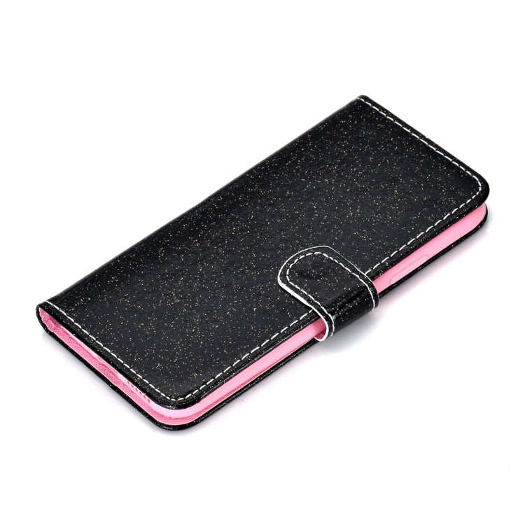 For iPhone XS Glitter Powder Horizontal Flip Leather Case with Card Slots & Holder & Photo Frame & Wallet