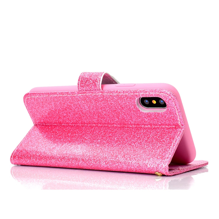 For iPhone XS Max Glitter Powder Horizontal Flip Leather Case with Card Slots & Holder & Photo Frame & Wallet