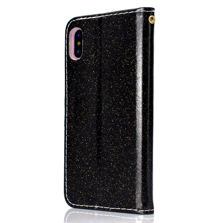 For iPhone XS Max Glitter Powder Horizontal Flip Leather Case with Card Slots & Holder & Photo Frame & Wallet