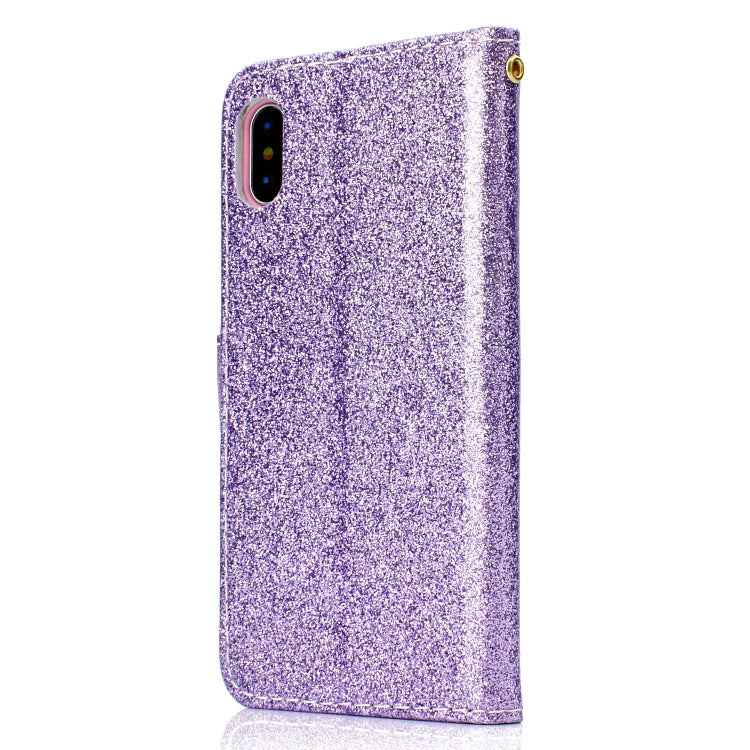 For iPhone XS Max Glitter Powder Horizontal Flip Leather Case with Card Slots & Holder & Photo Frame & Wallet