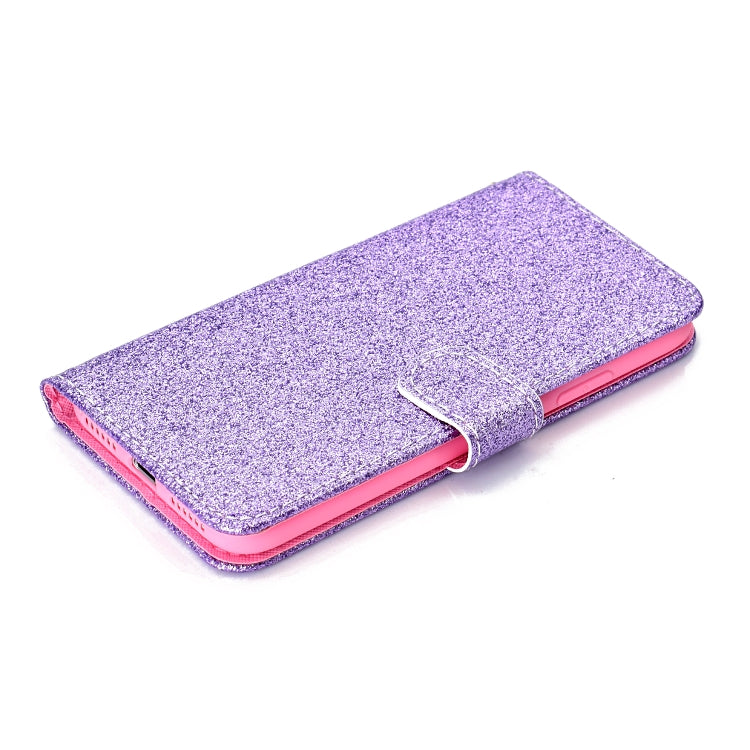 For iPhone XS Max Glitter Powder Horizontal Flip Leather Case with Card Slots & Holder & Photo Frame & Wallet