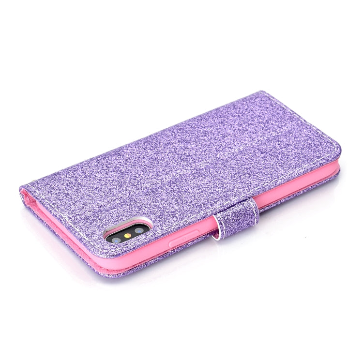 For iPhone XS Max Glitter Powder Horizontal Flip Leather Case with Card Slots & Holder & Photo Frame & Wallet