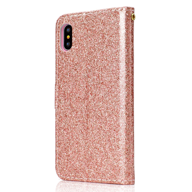 For iPhone XS Max Glitter Powder Horizontal Flip Leather Case with Card Slots & Holder & Photo Frame & Wallet