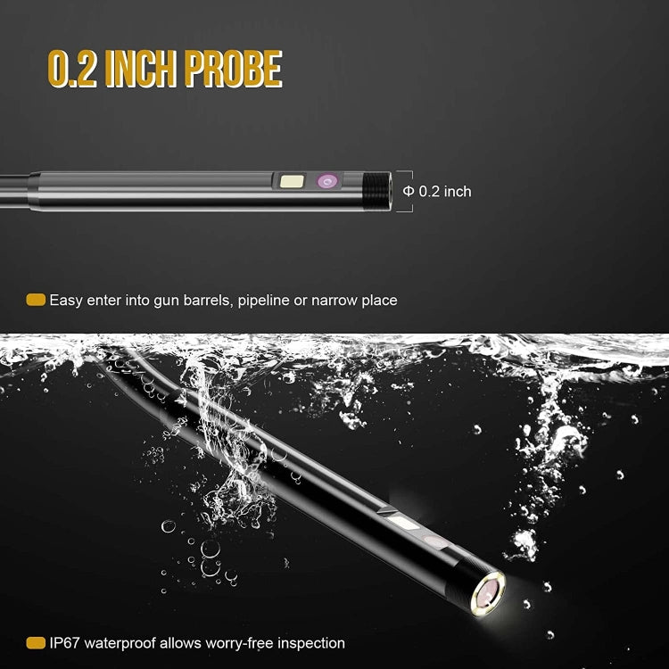 M40 8mm 4.5 inch Triple Camera with Screen Endoscope, Length:2m
