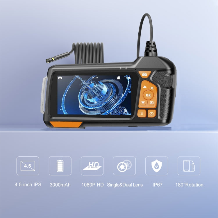 M40 8mm 4.5 inch Triple Camera with Screen Endoscope, Length:5m