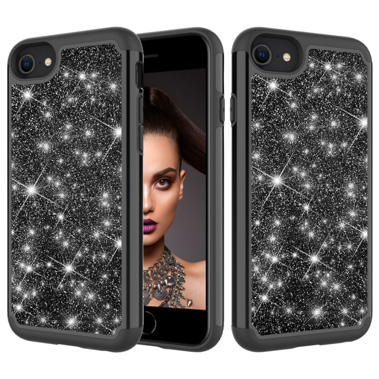 For iPhone SE 2022 / SE 2020 / 8 / 7 Glitter Powder Contrast Skin Shockproof Silicone + PC Protective Case