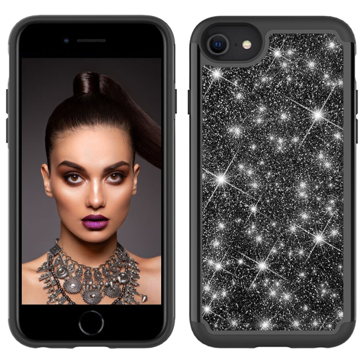 For iPhone SE 2022 / SE 2020 / 8 / 7 Glitter Powder Contrast Skin Shockproof Silicone + PC Protective Case