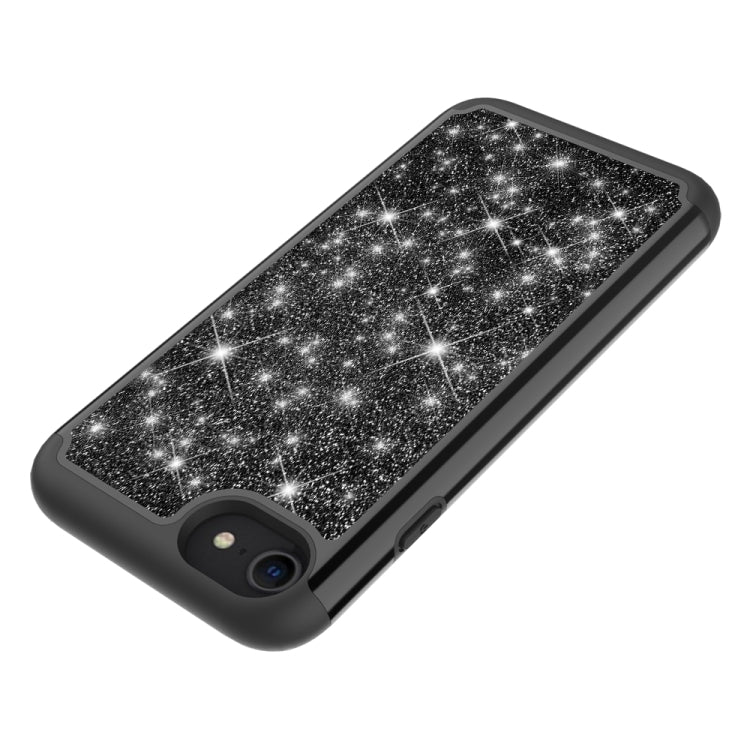 For iPhone SE 2022 / SE 2020 / 8 / 7 Glitter Powder Contrast Skin Shockproof Silicone + PC Protective Case